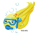 polvo mascote  mergulhando